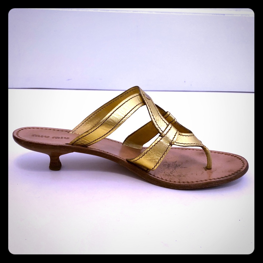 MIU MIU gold thong sandals